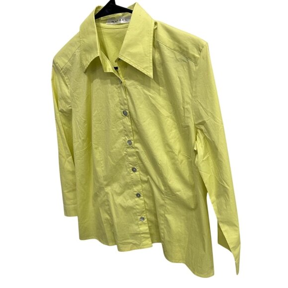 Rafael Womens Yellow Button Up Collared Shirt Size Medium - Picture 3 of 8